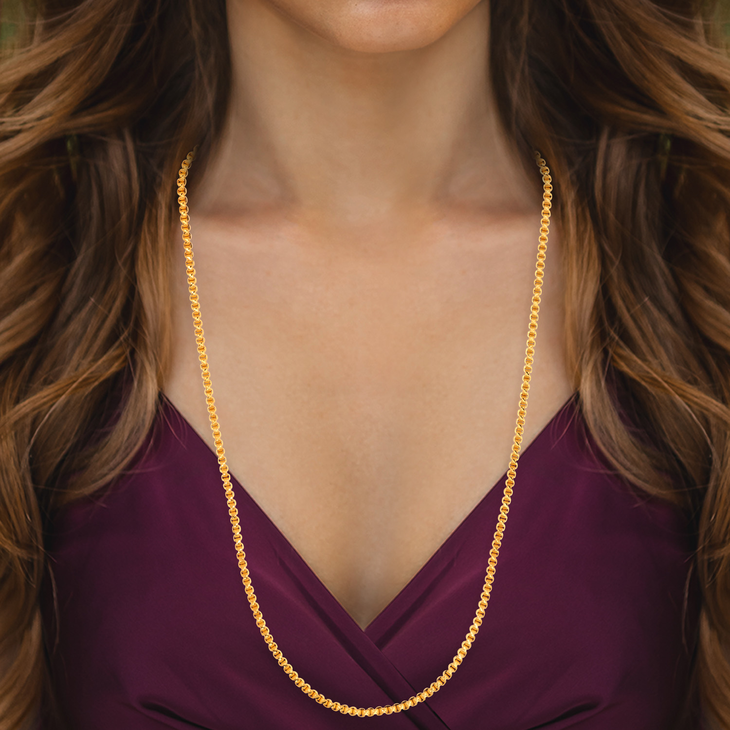 22kt Gold Plain PeaPod Faceted  Chain