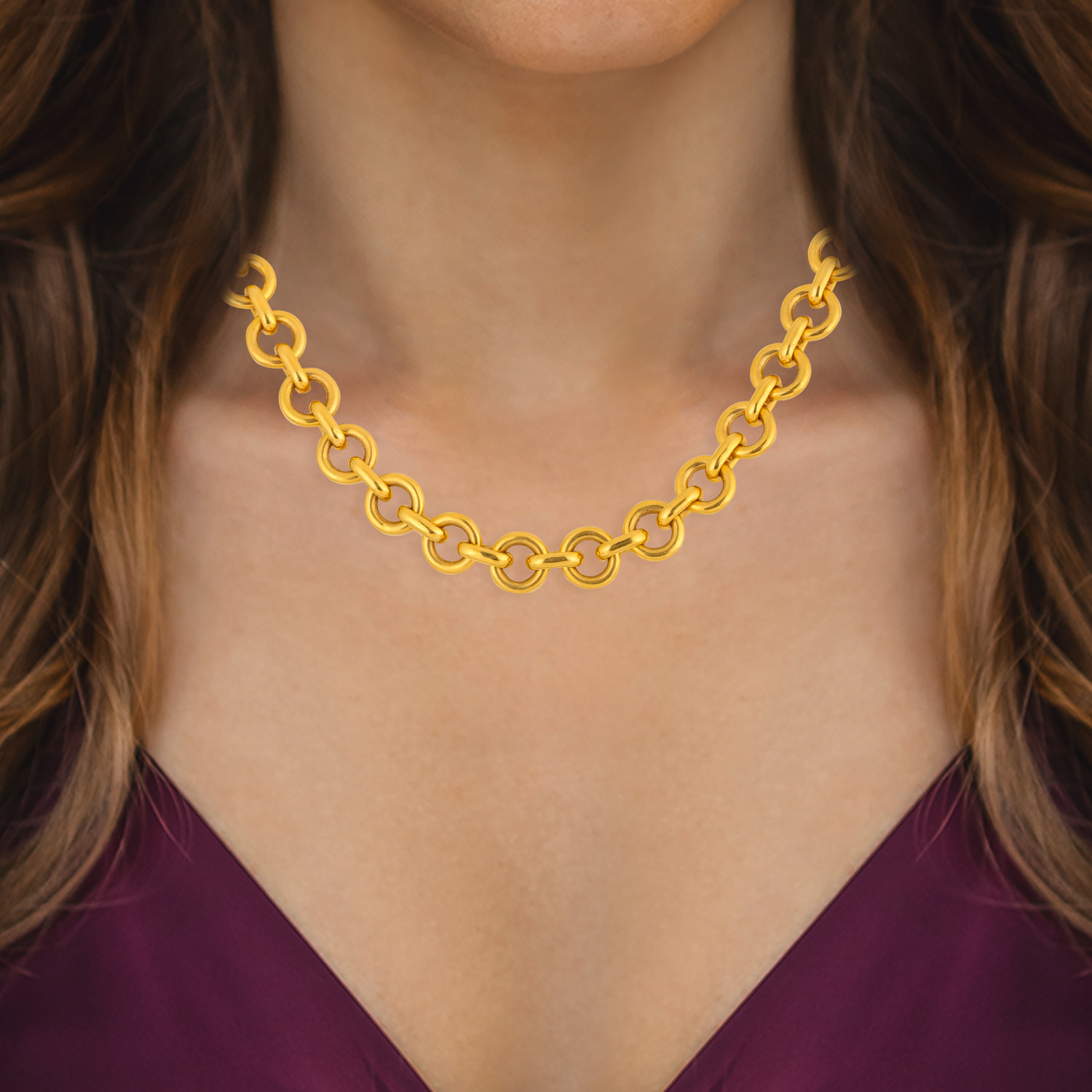 22kt Gold Plain Machine  Chain