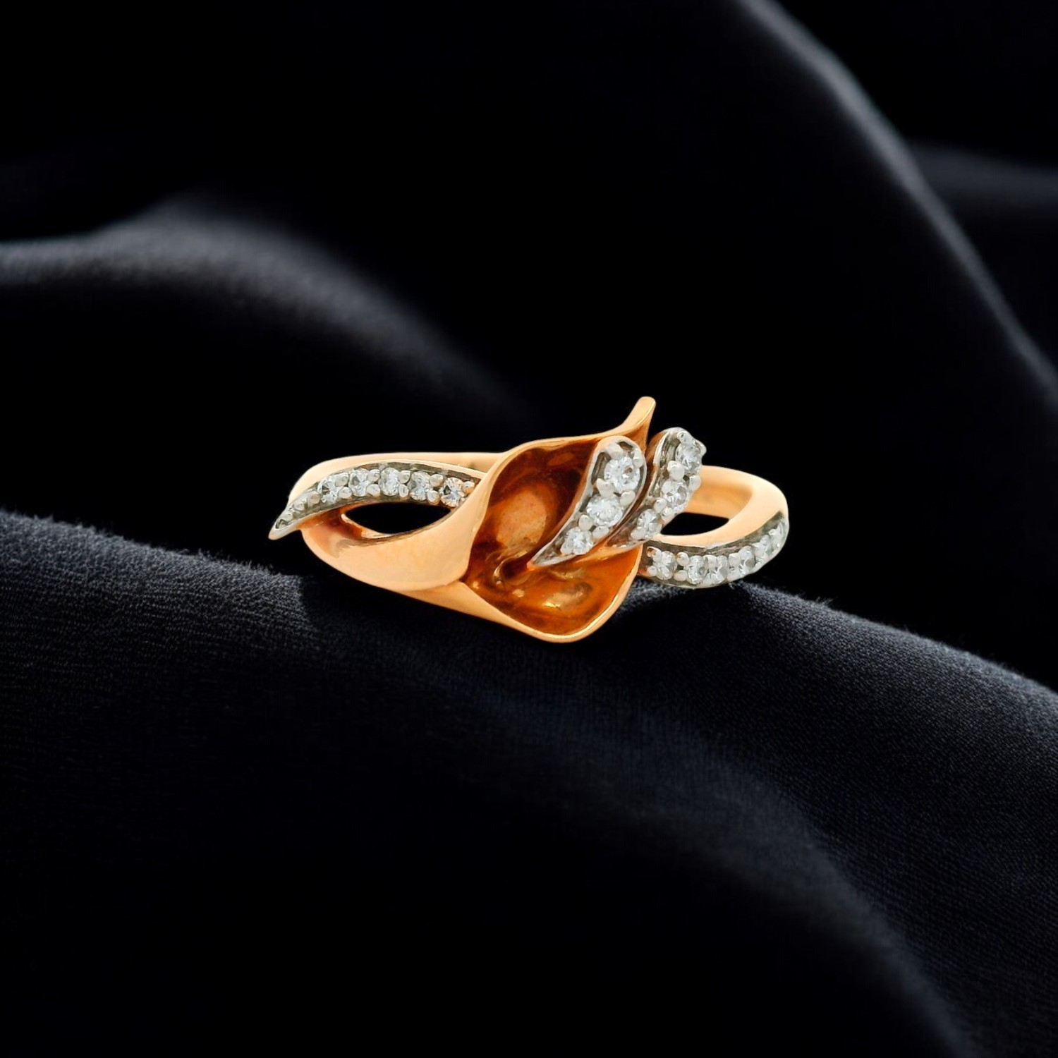 Floral Diamond Gold Ring