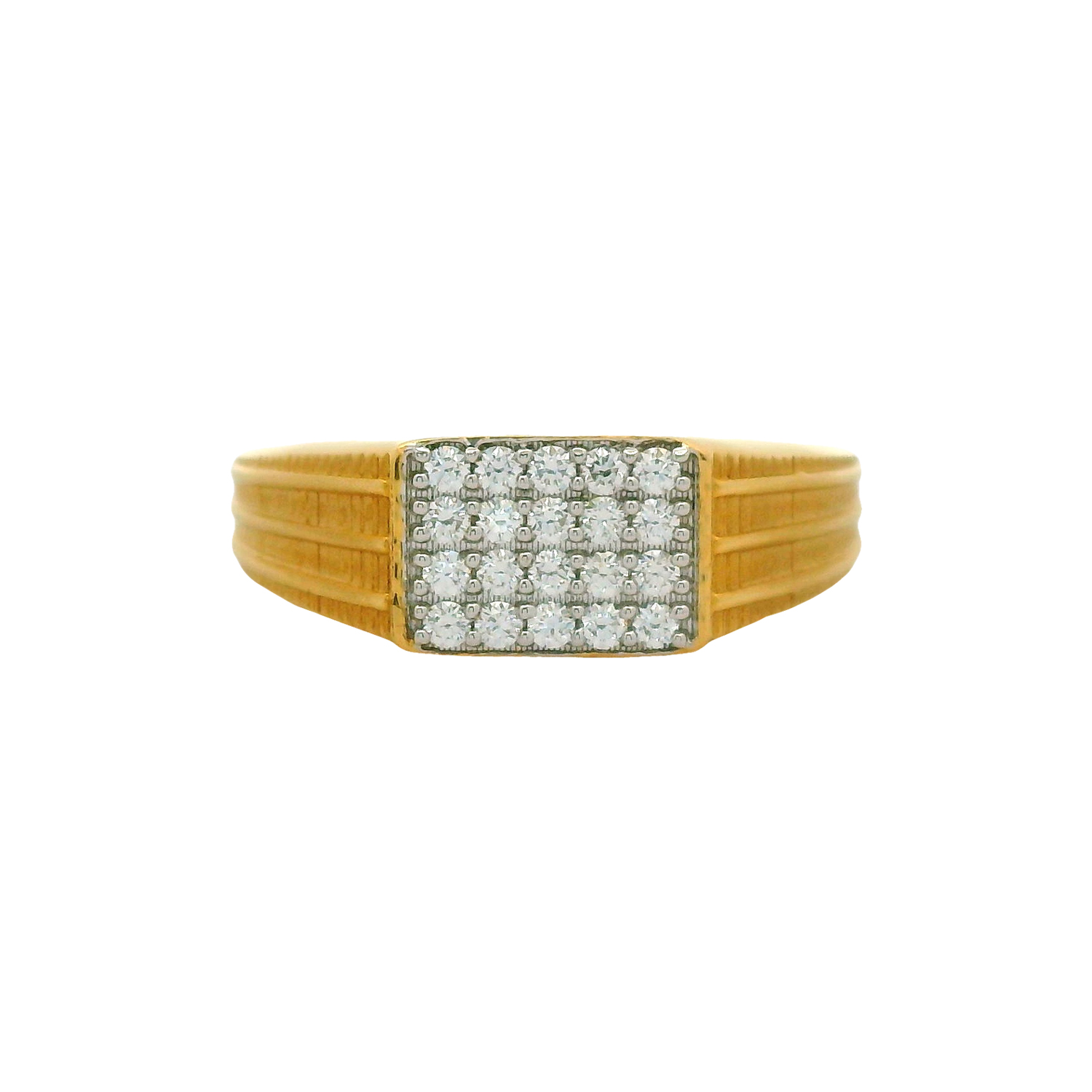 Regal Gold Ring with Structured Diamond Panel