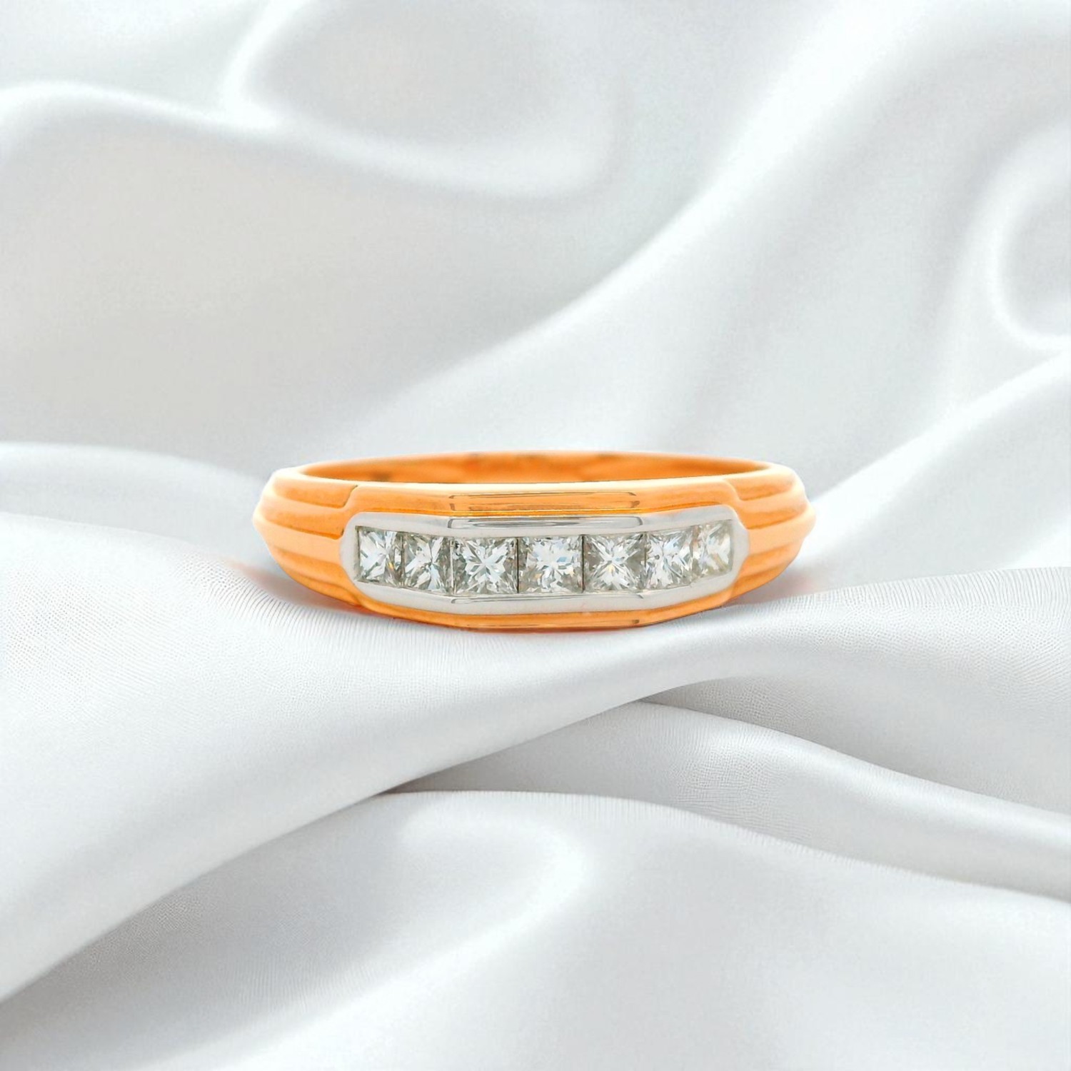 Princess Cut Diamond Gold Band Ring