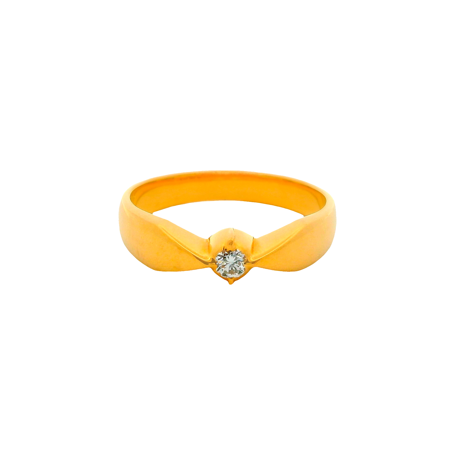 Minimal Gold Ring with Classic Solitaire Diamond