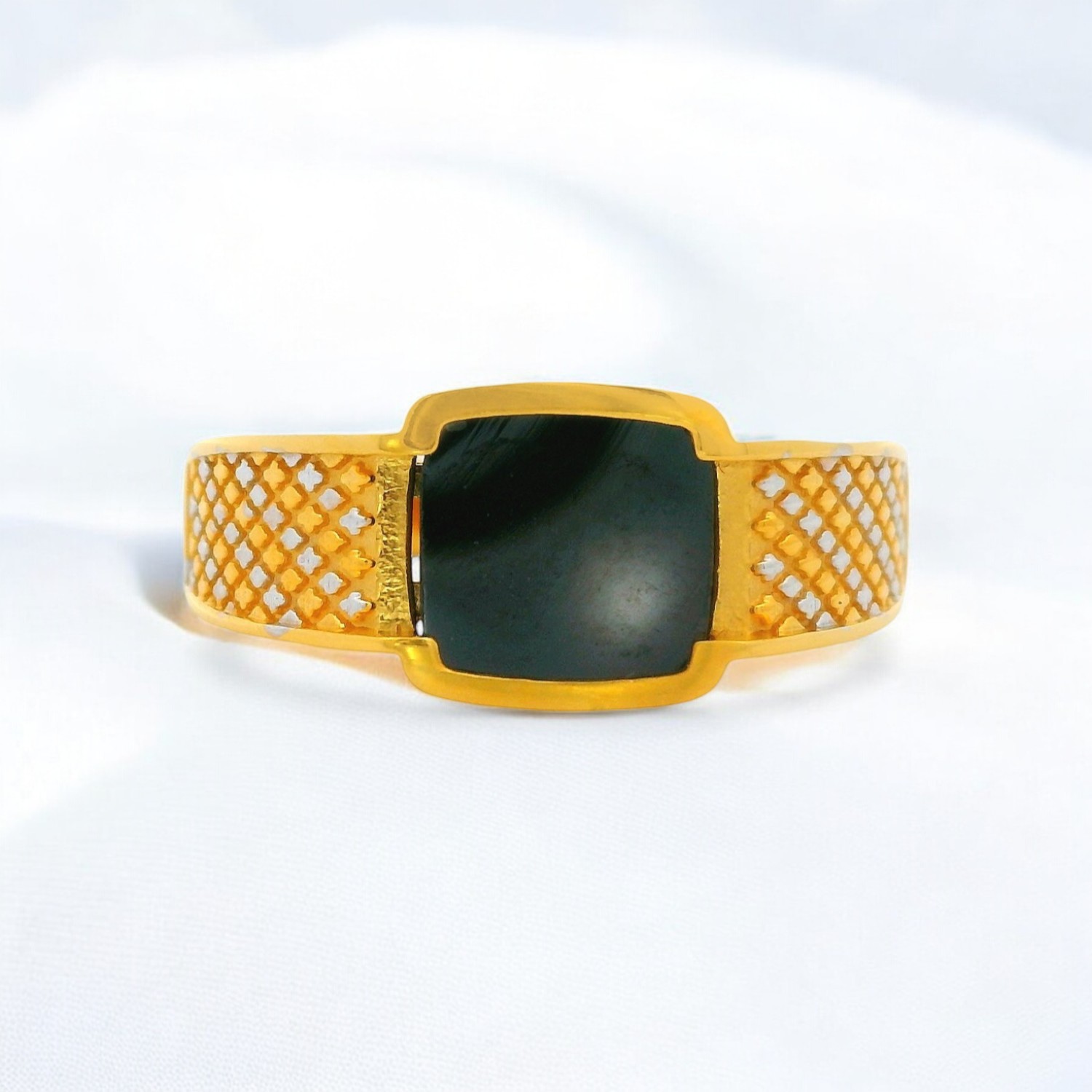Gold Ring with Black Onyx Square Setting