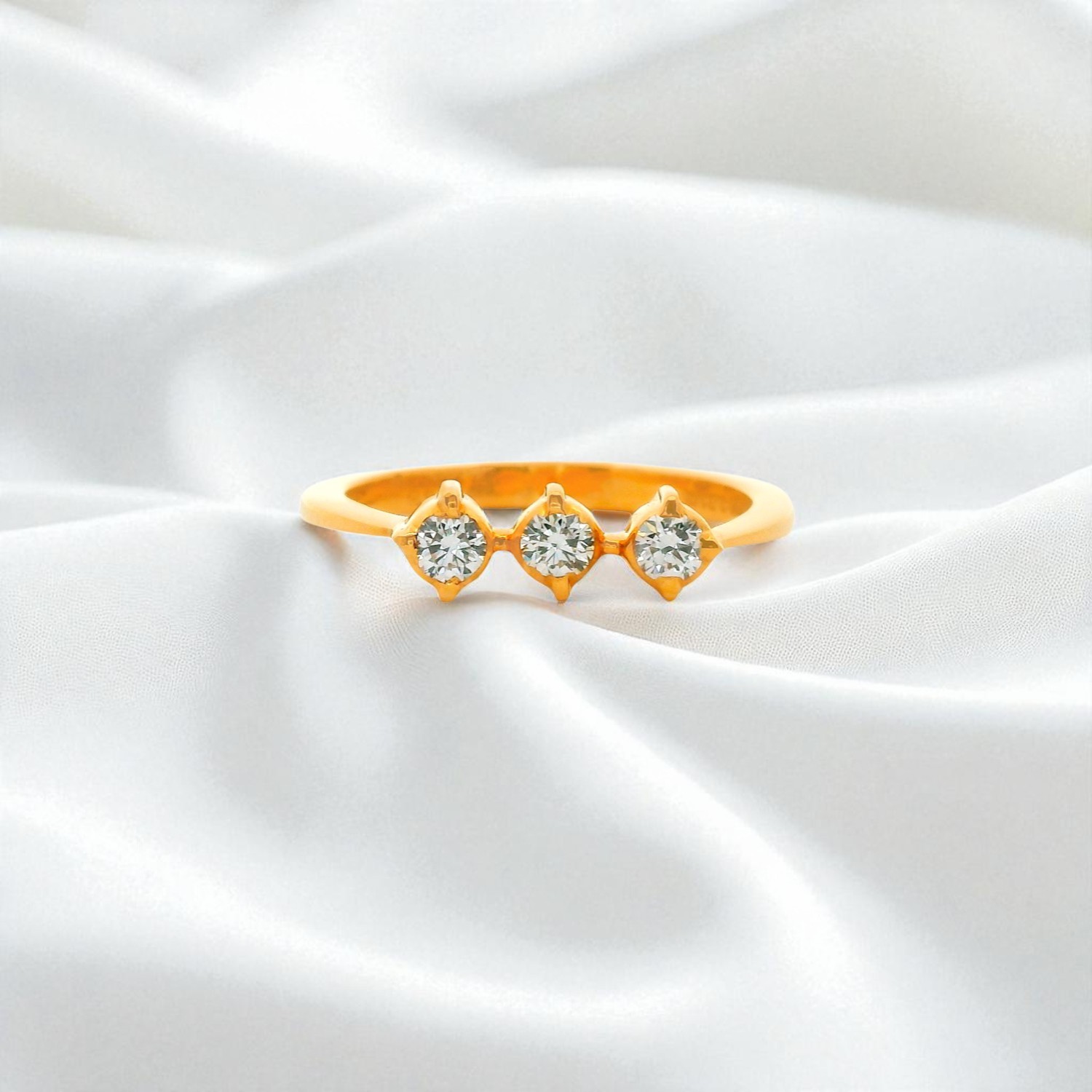 Gold Triple Diamond Minimalist Ring