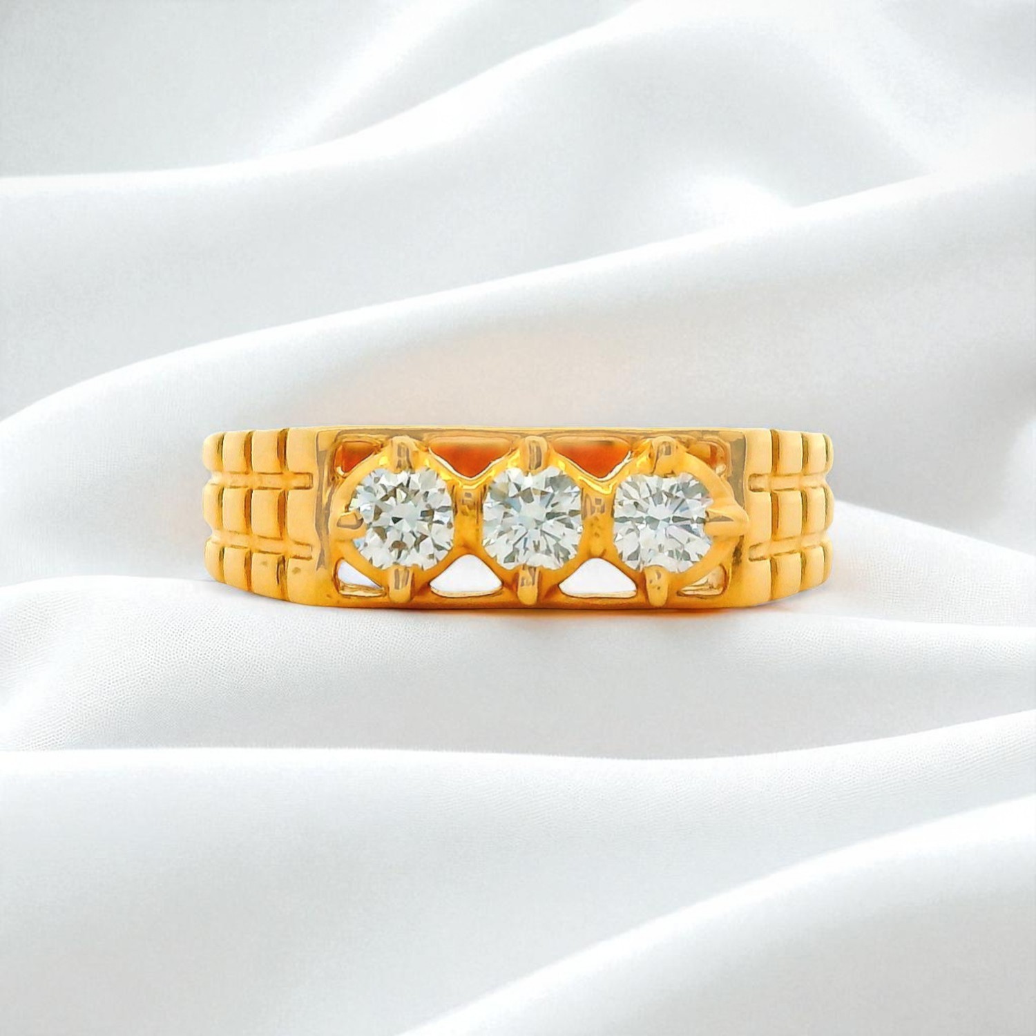 Gold Triple Diamond Band Ring