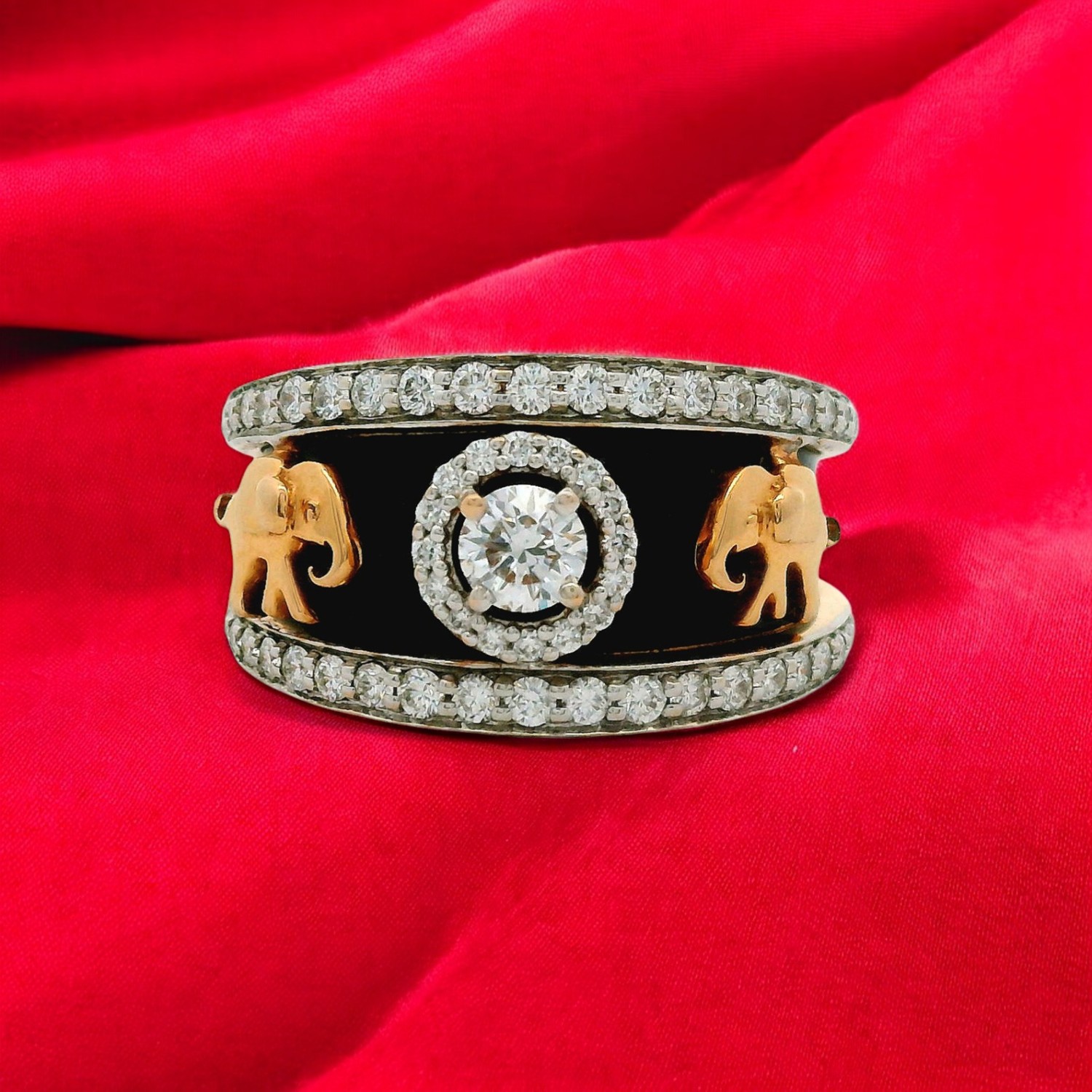 Regal Diamond-Encrusted Gold Statement Ring