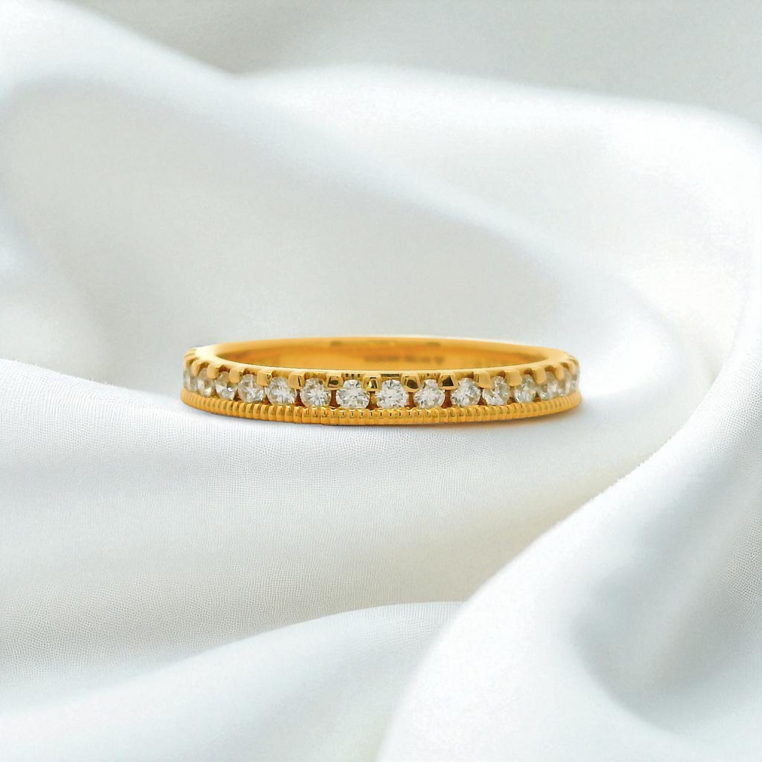 Diamond Studded Gold Band Ring