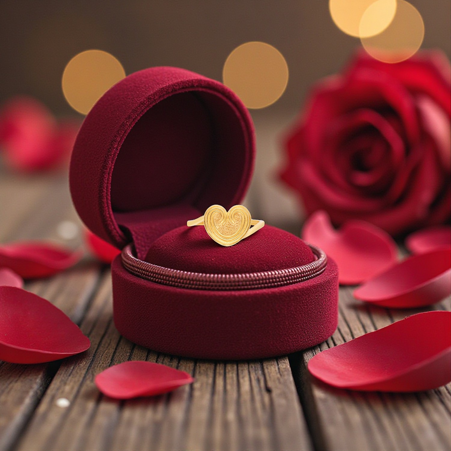 Heart Motif Gold Ring