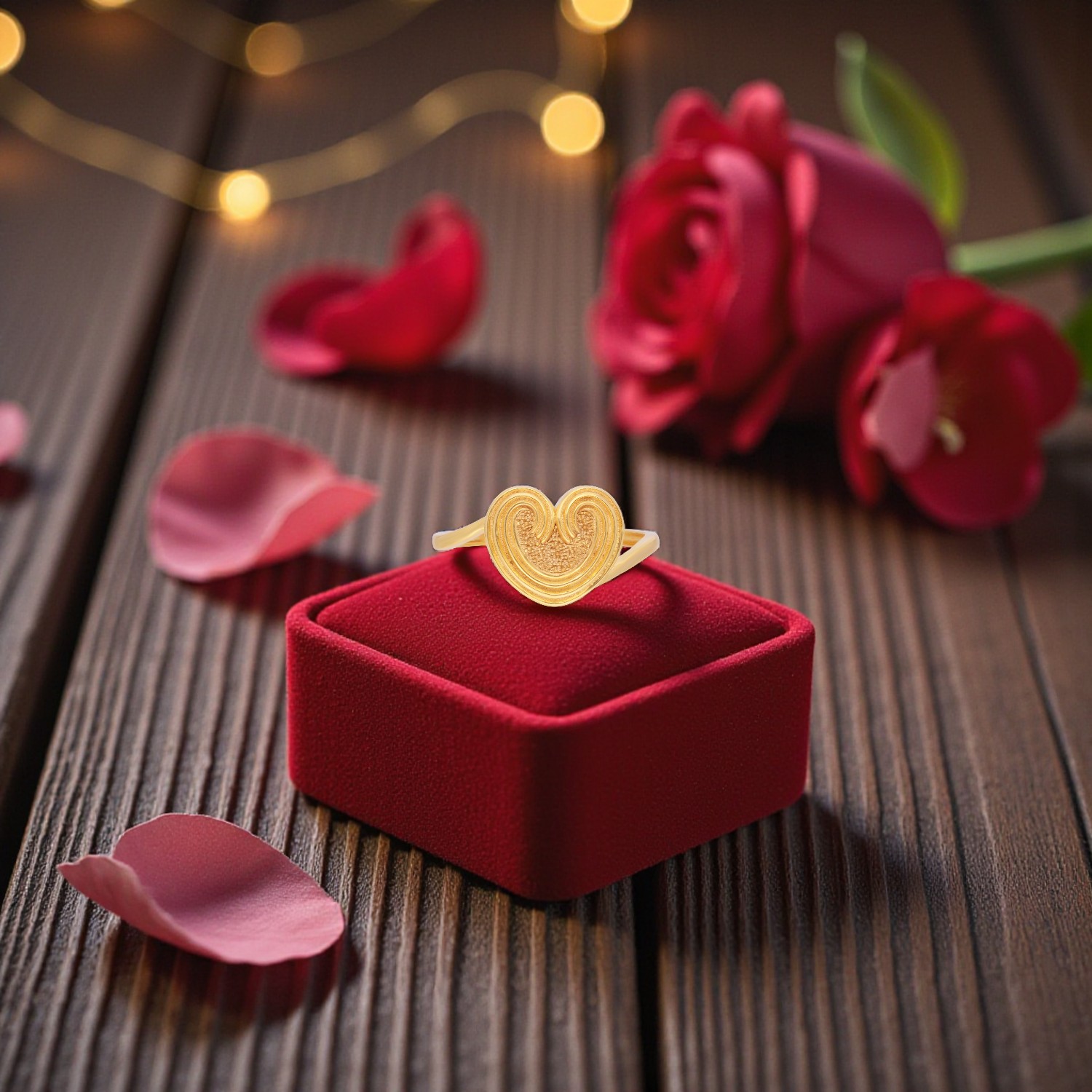 Gold Ring with Heart Motif