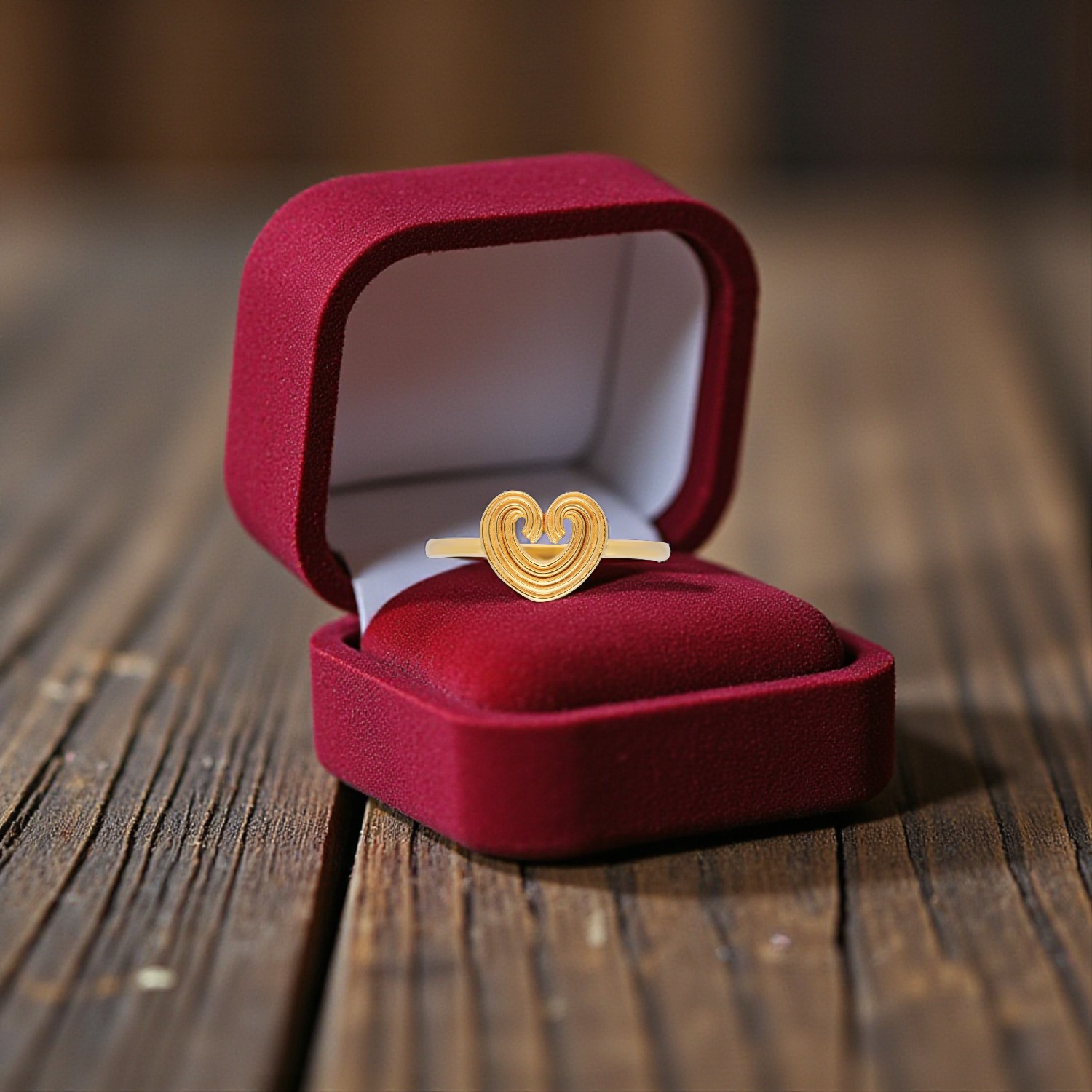 Gold Ring Heart Pattern