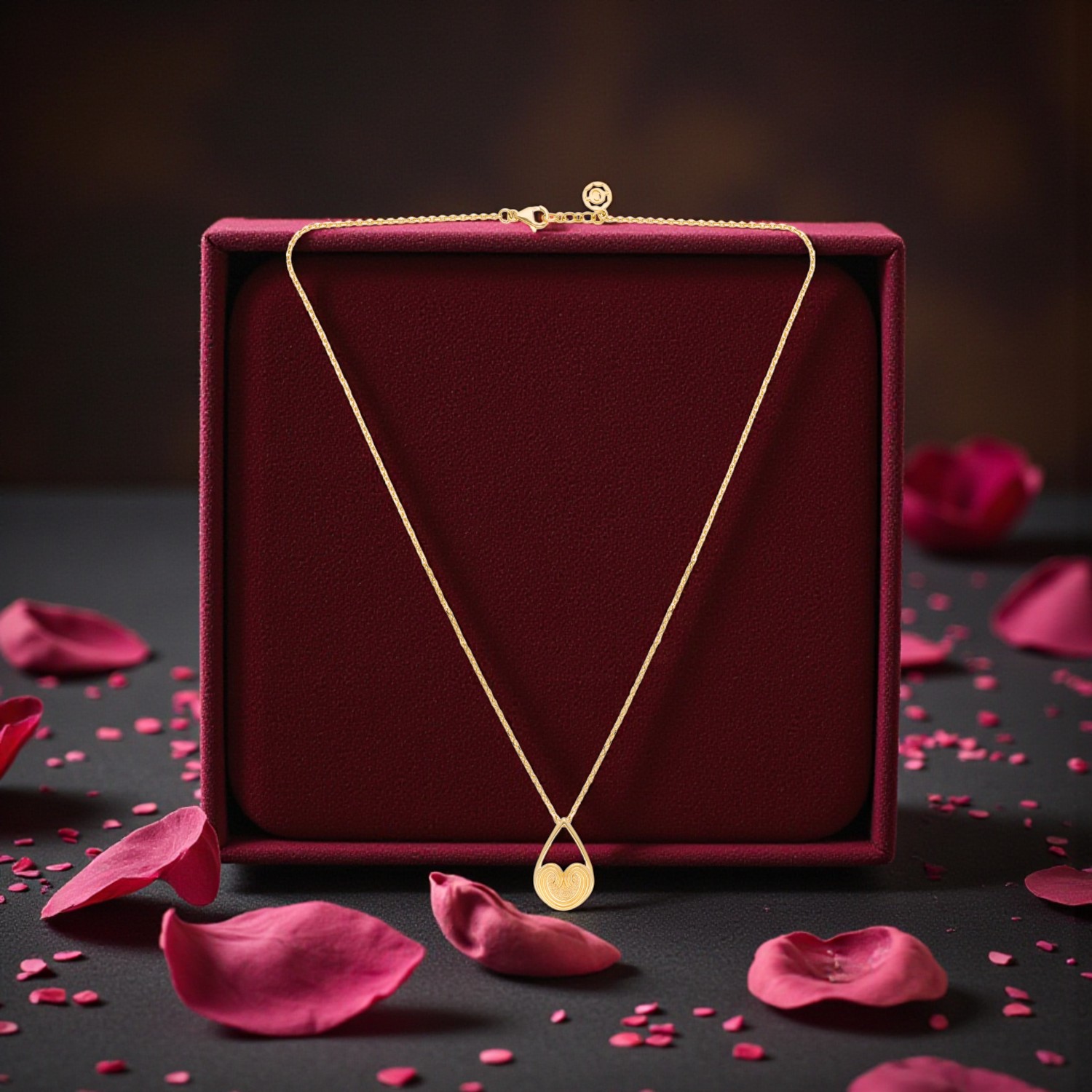 Minimal Teardrop Heart Gold Chain Pendant for Women