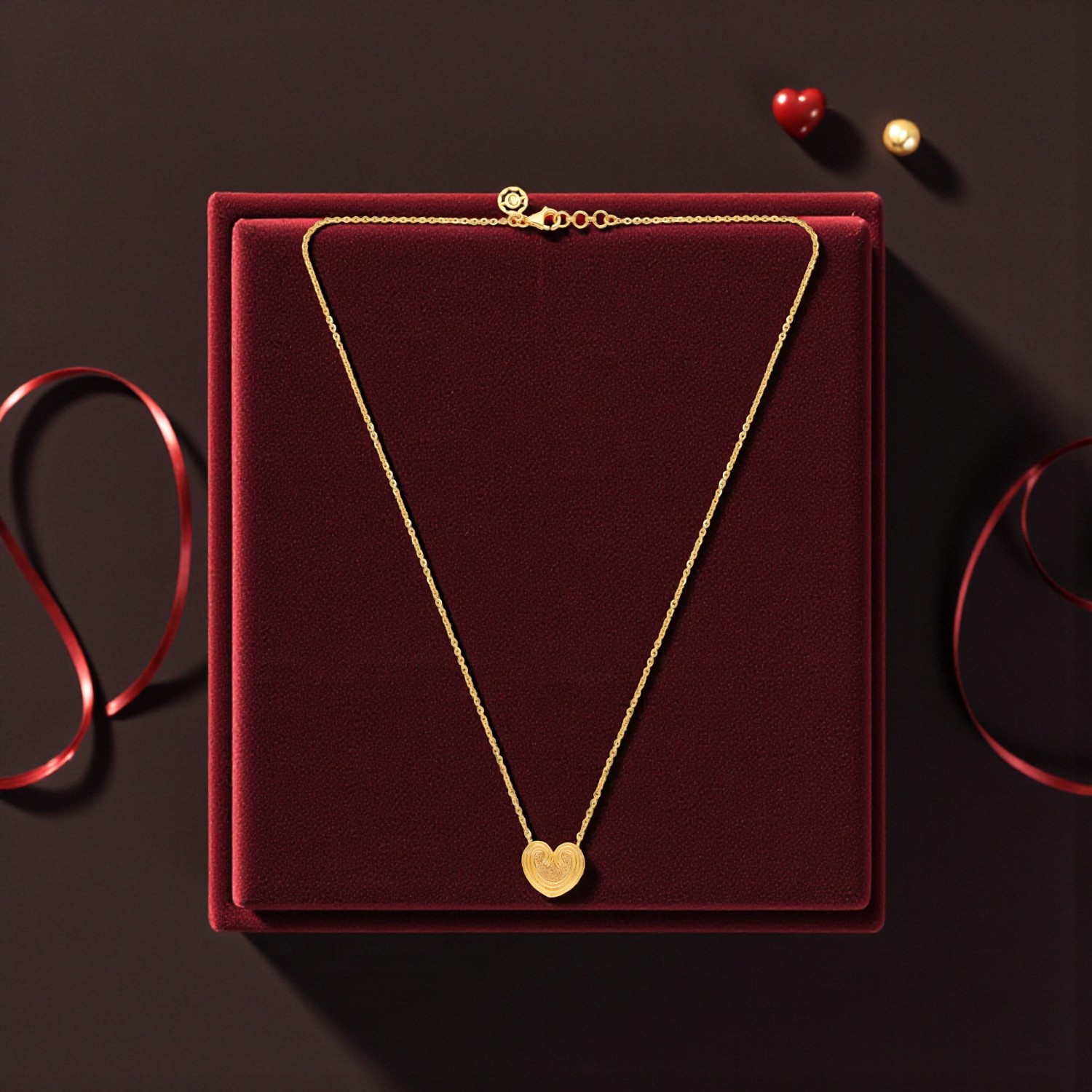 Gold Heart Chain Pendant Necklace for Women