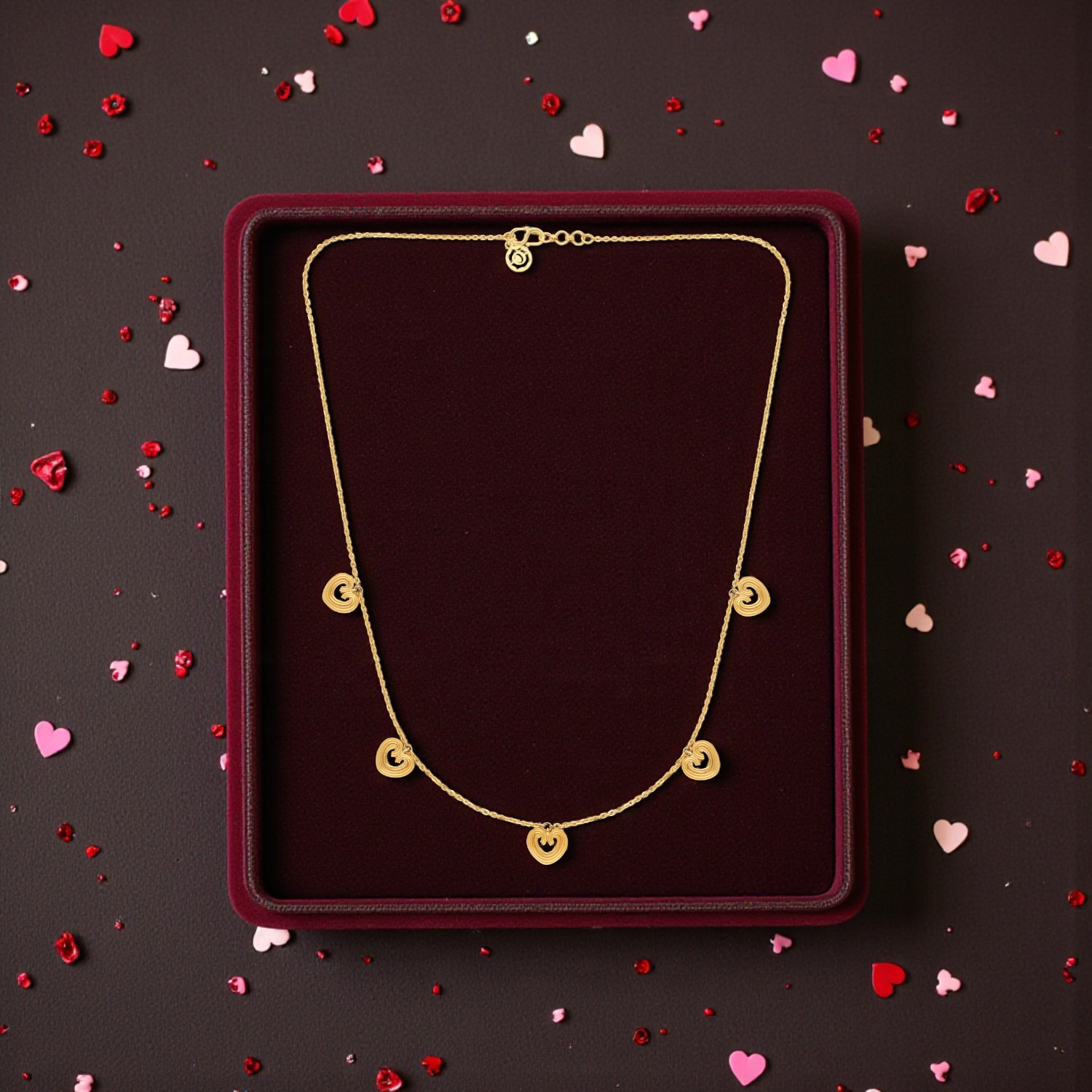 Gold Chain with Heart Motifs