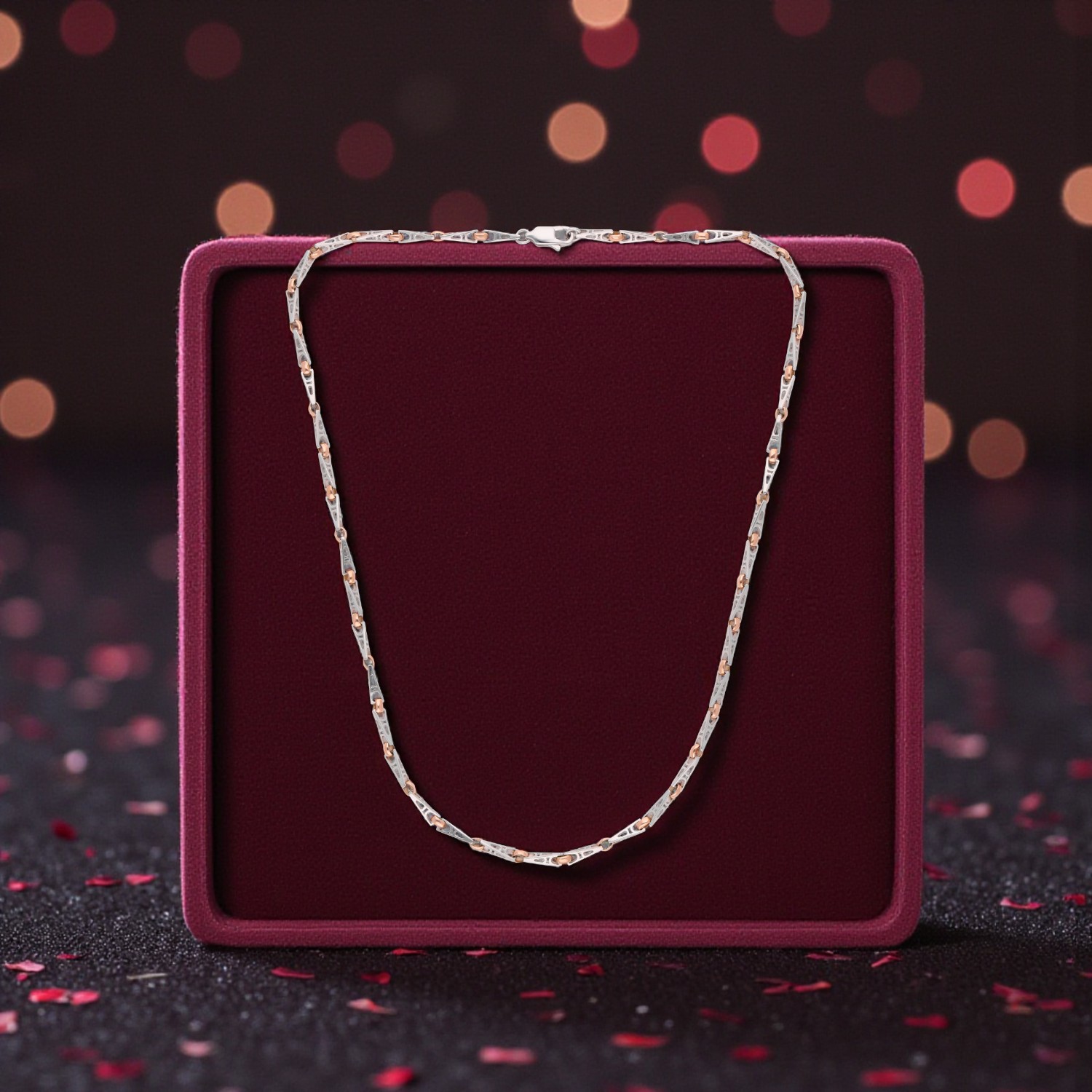 Platinum and Rose Gold Bi-Metal Designer Chain Necklace