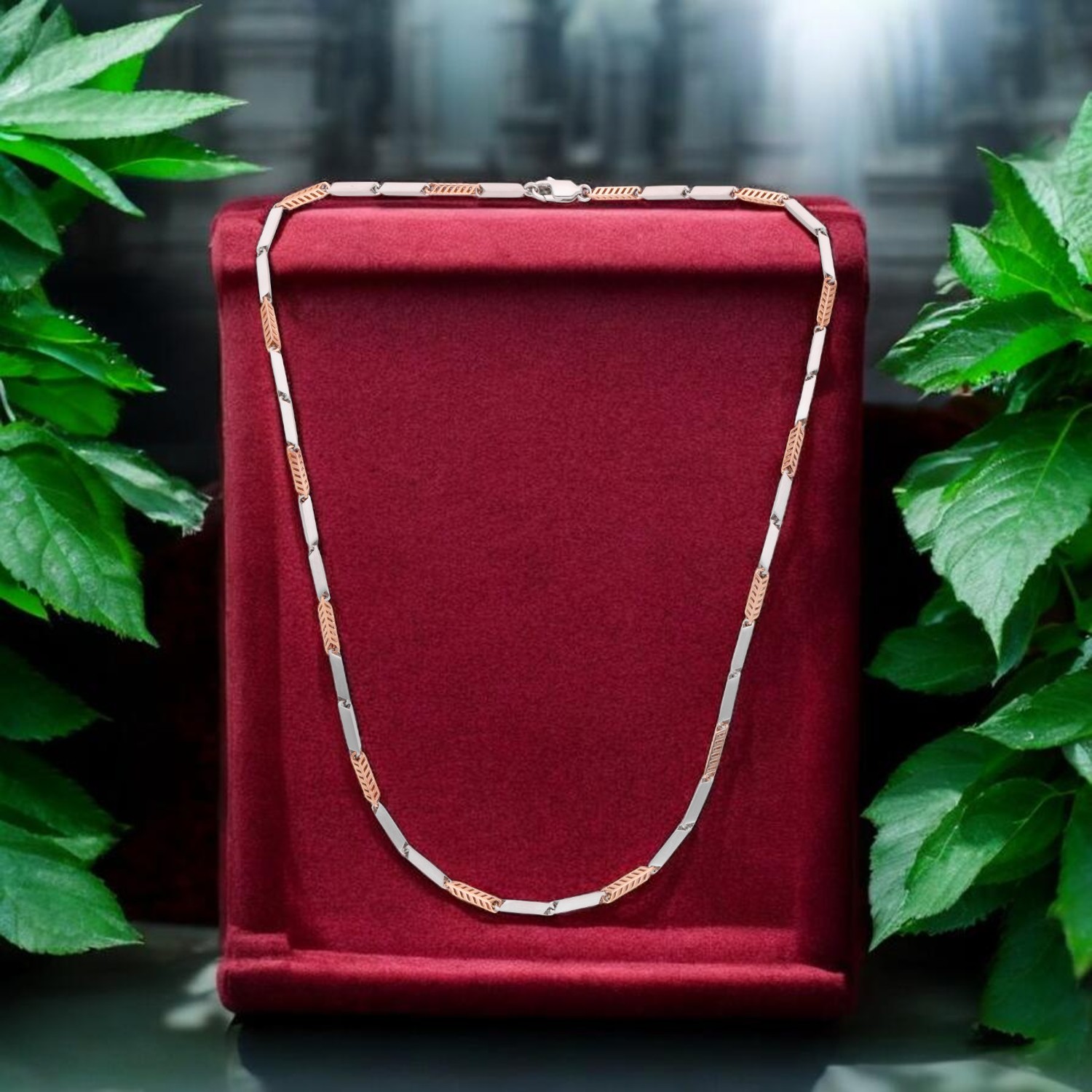 Platinum and Rose Gold Bi-Metal Link Chain Necklace