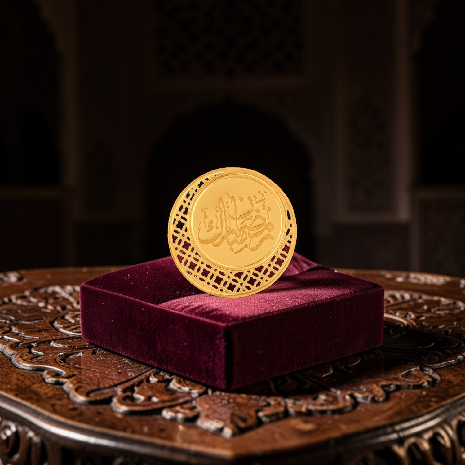 22KT Islamic Gold Coin with Arabic Eid Mubarak Calligraphy