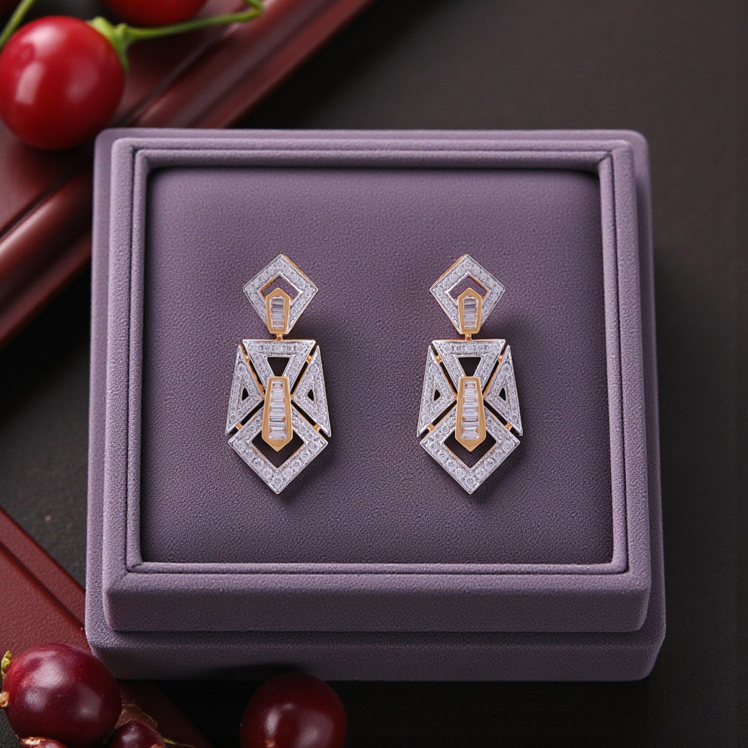 Modern Geometric Diamond Bridal Earrings