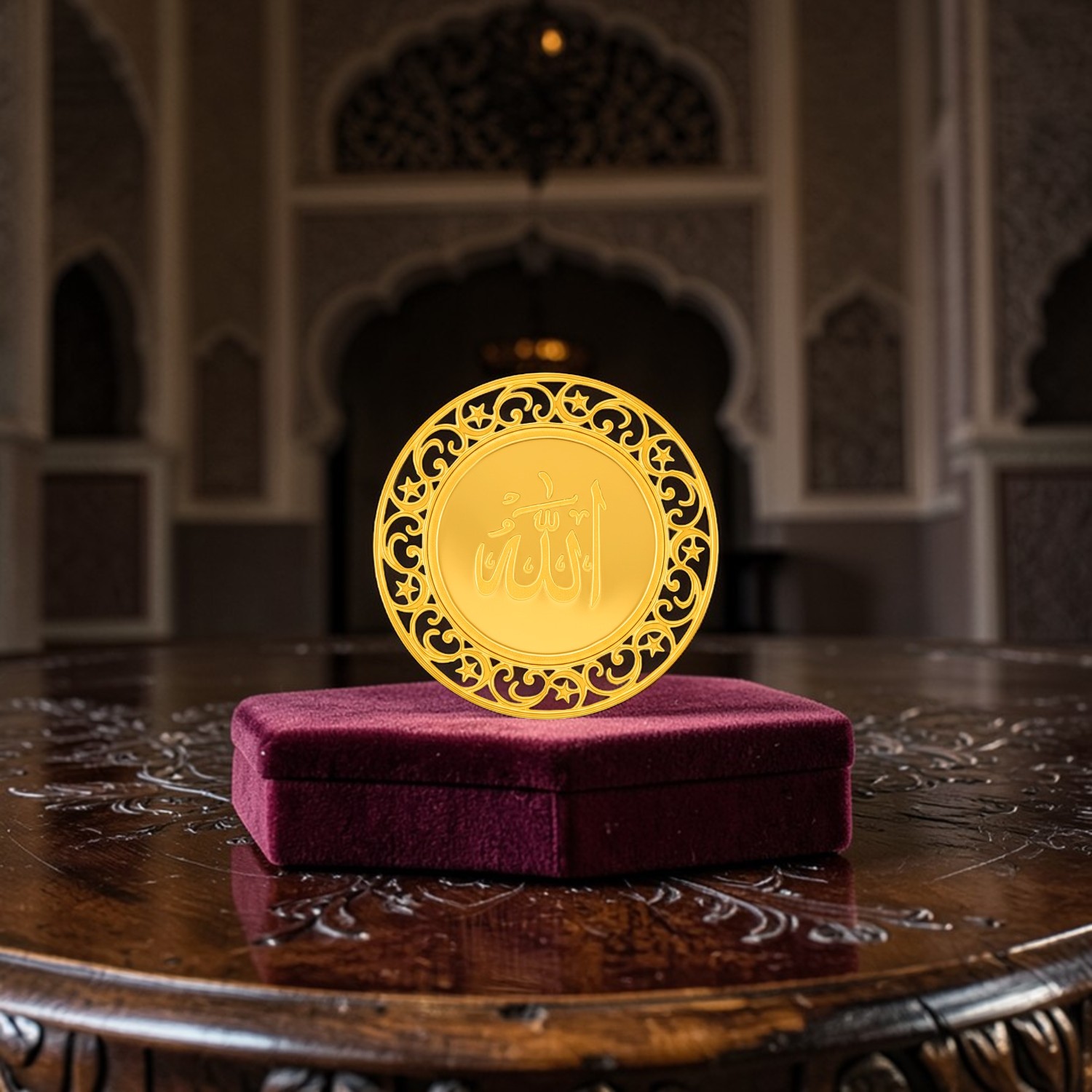 22kt Gold Eid Coin with Islamic Calligraphy Design