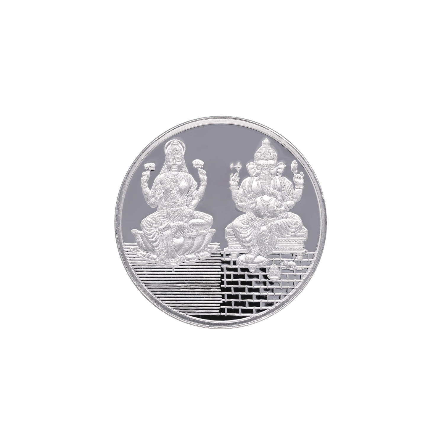 Silver Ganesha Lakshmi Coin Auspicious Prosperity Design - 10gm