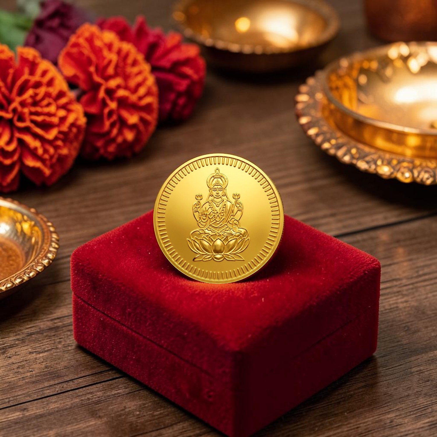 22KT Gold Goddess Lakshmi Coin | Pure Gold Auspicious Coin for Gifting & Investment - 0.1gm
