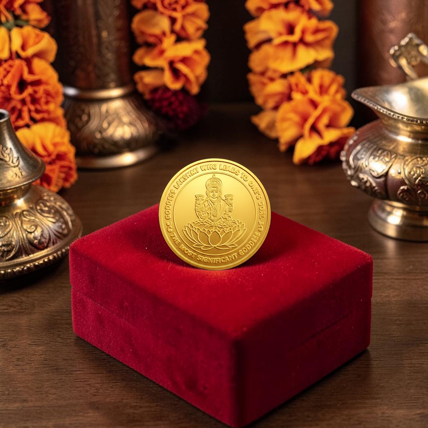 22KT Gold Goddess Lakshmi Coin | Pure Gold Auspicious Coin for Gifting & Investment - 1gm
