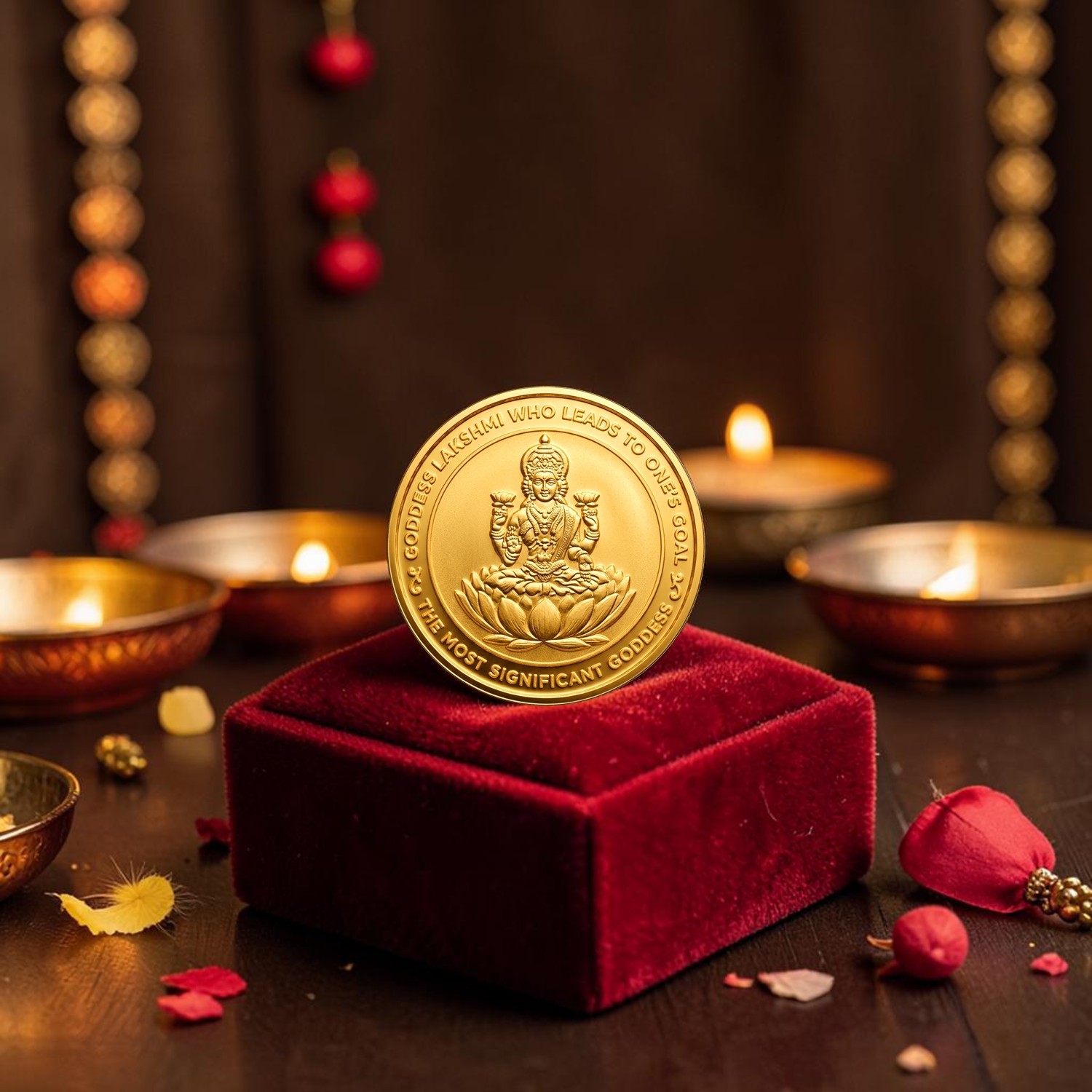 22KT Gold Goddess Lakshmi Coin | Pure Gold Auspicious Coin for Gifting & Investment - 2gm