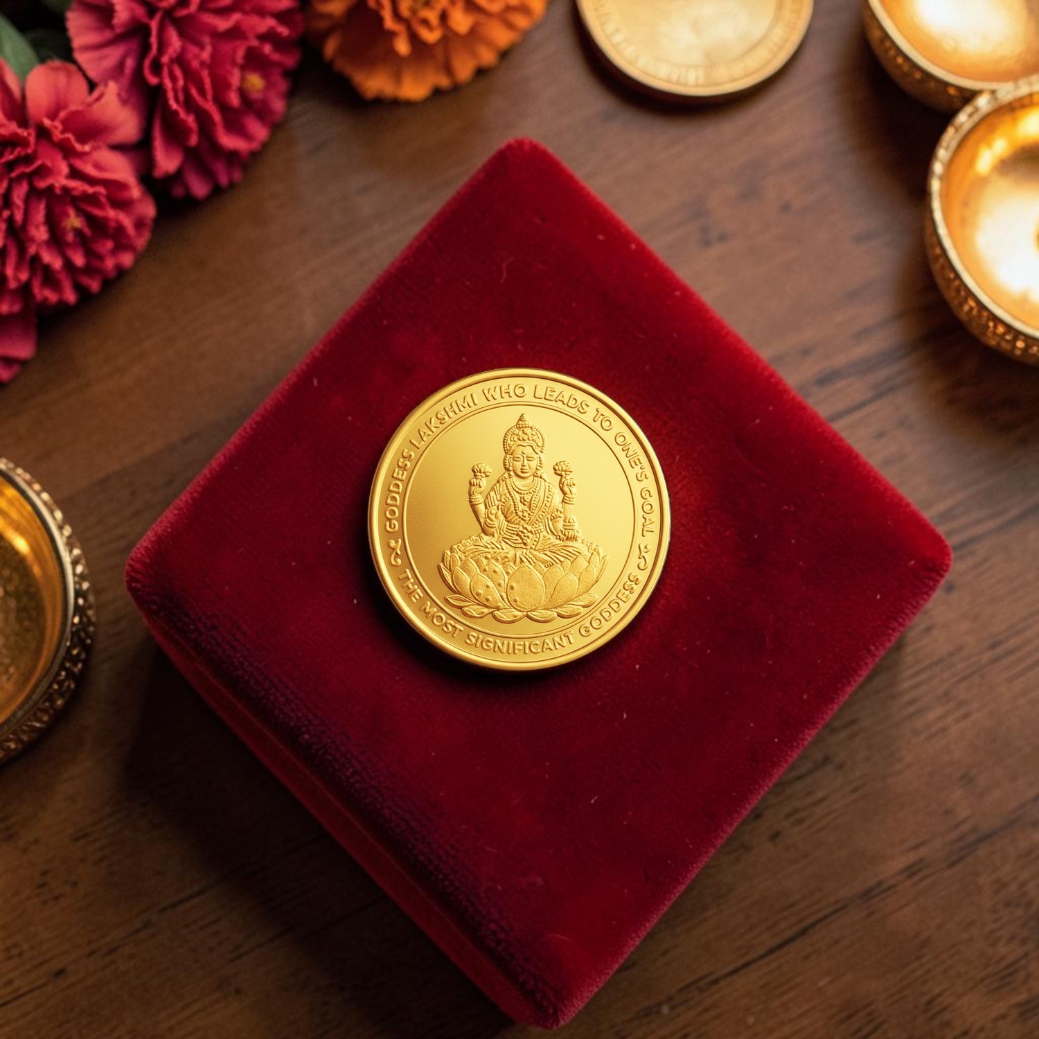 22KT Gold Goddess Lakshmi Coin | Pure Gold Auspicious Coin for Gifting & Investment - 4gm