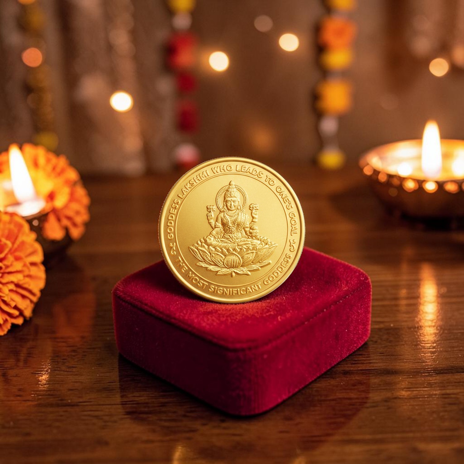22KT Gold Goddess Lakshmi Coin | Pure Gold Auspicious Coin for Gifting & Investment - 8gm