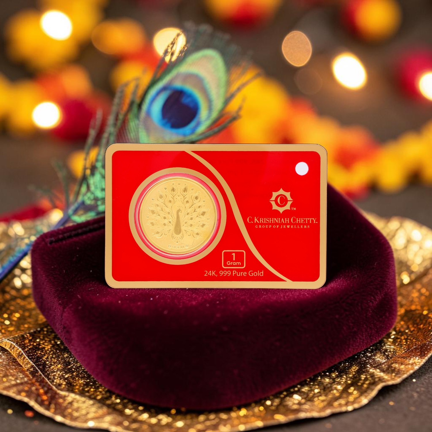 24KT Gold Foil Peacock Coin 500 mg | 999 Pure Gold Gift Coin