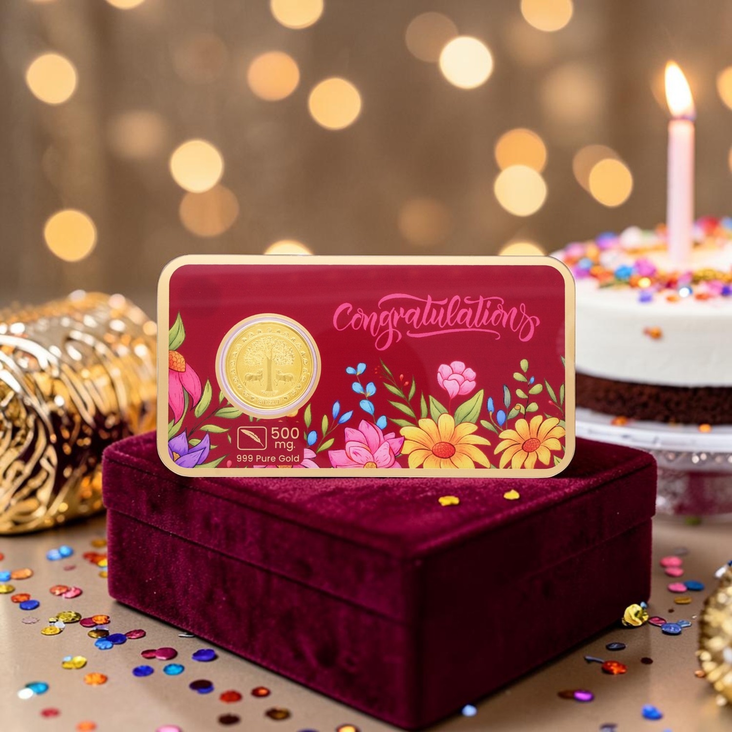 24KT Gold Foil Congratulations Coin 500 mg | 999 Pure Gold Gift Coin