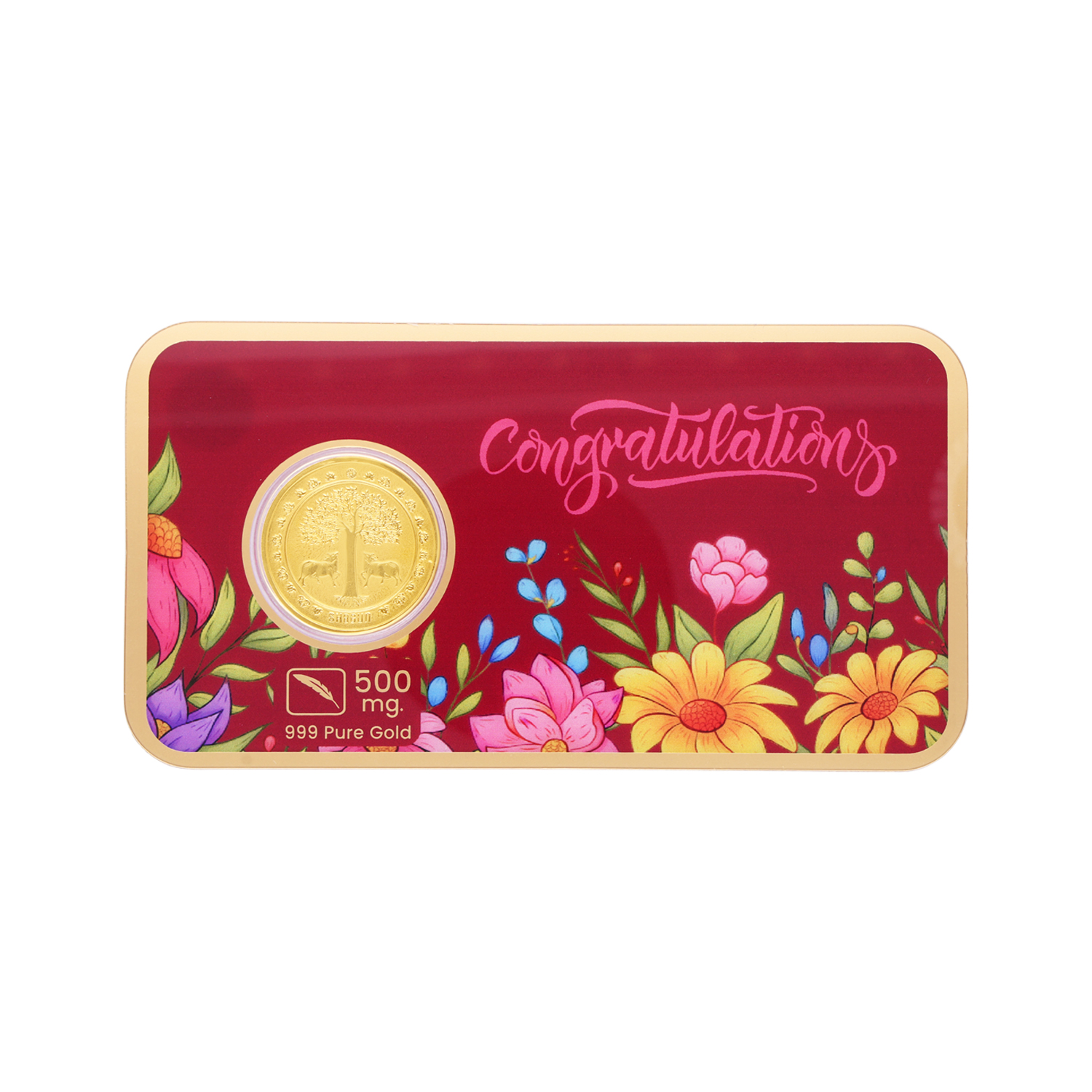 24KT Gold Foil Congratulations Coin 500 mg | 999 Pure Gold Gift Coin