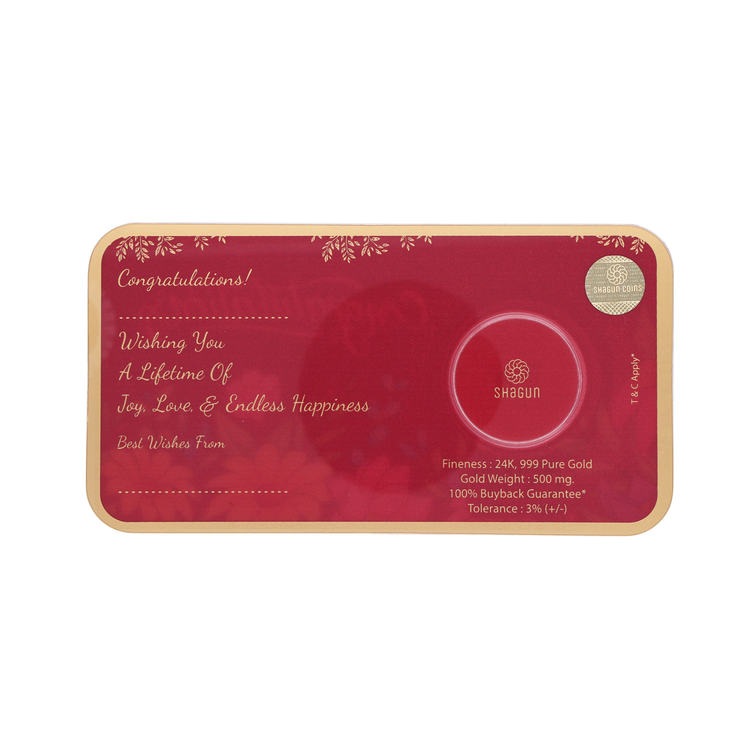 24KT Gold Foil Congratulations Coin 500 mg | 999 Pure Gold Gift Coin