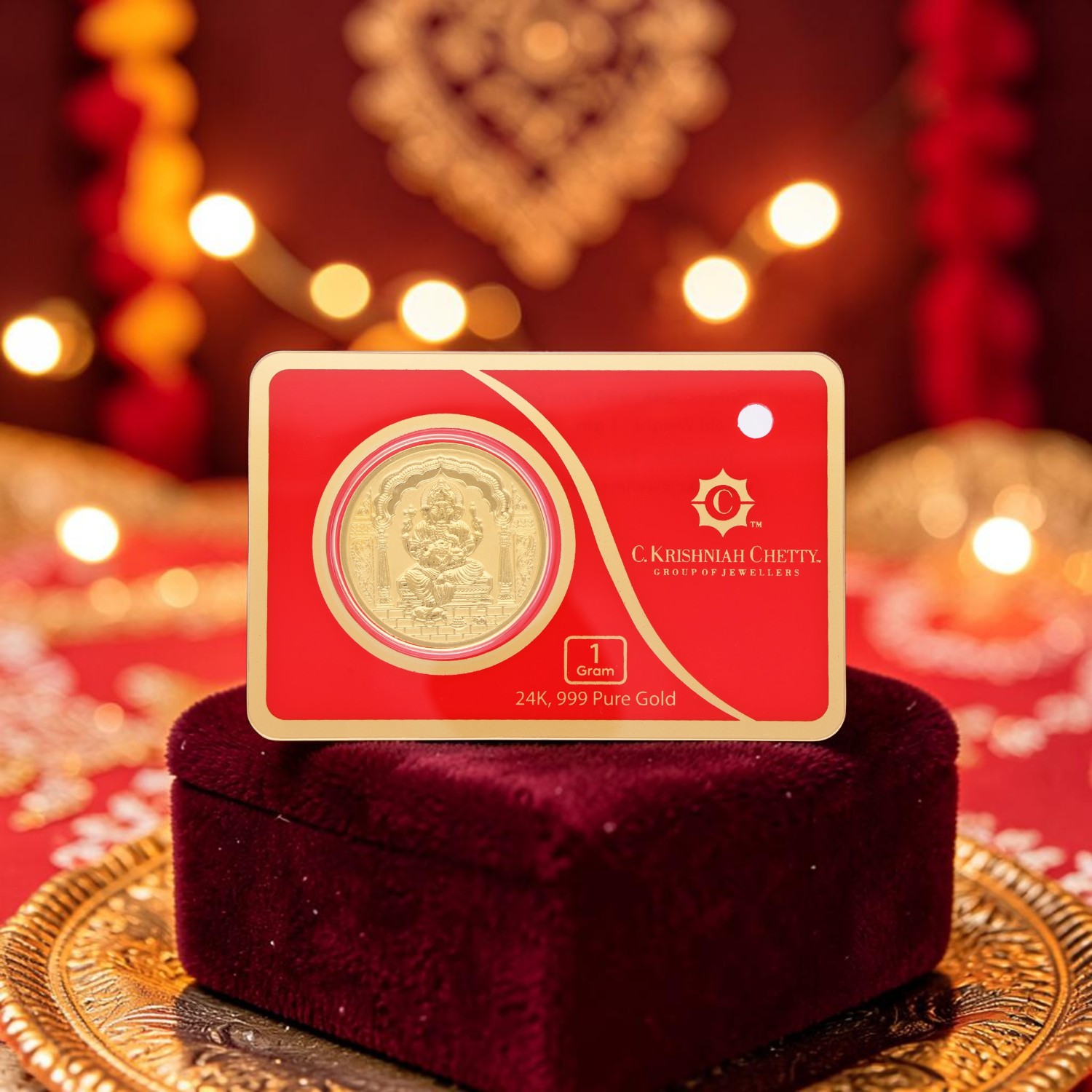 24KT Gold Foil Ganesha Coin 1g | 999 Pure Gold Auspicious Coin