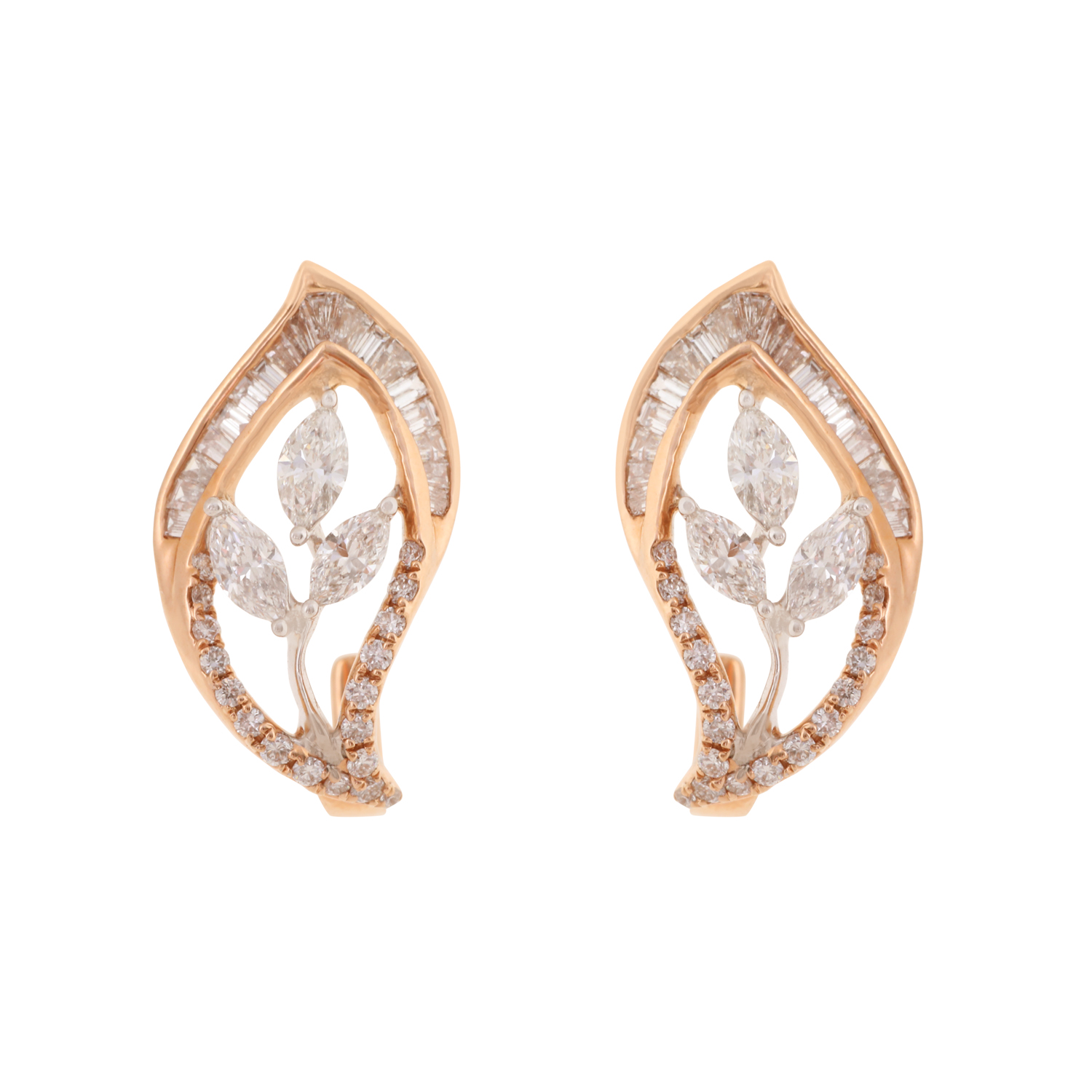 Diamond Earstud With Fancy Cut Diamonds