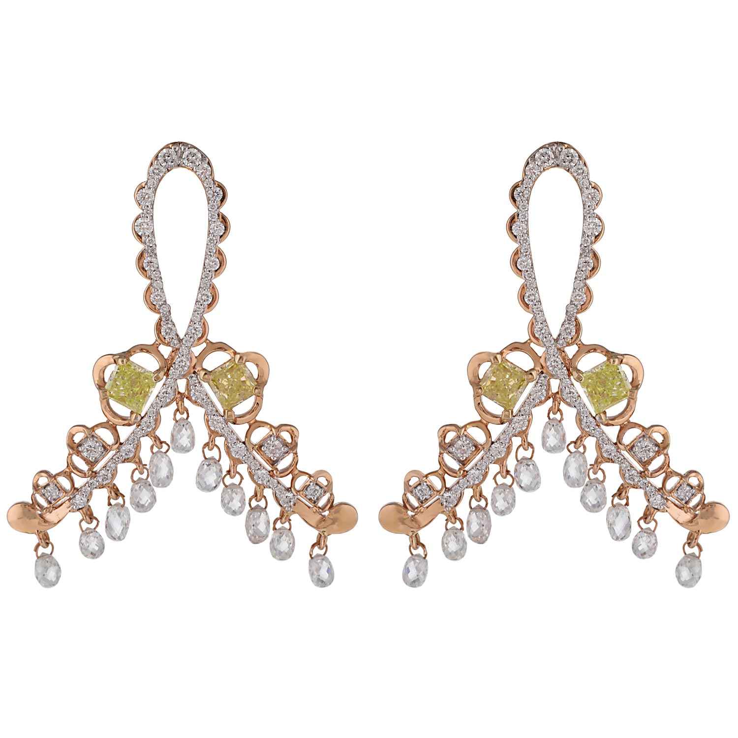 Diamond Drops Set With Solitaire & Cluster