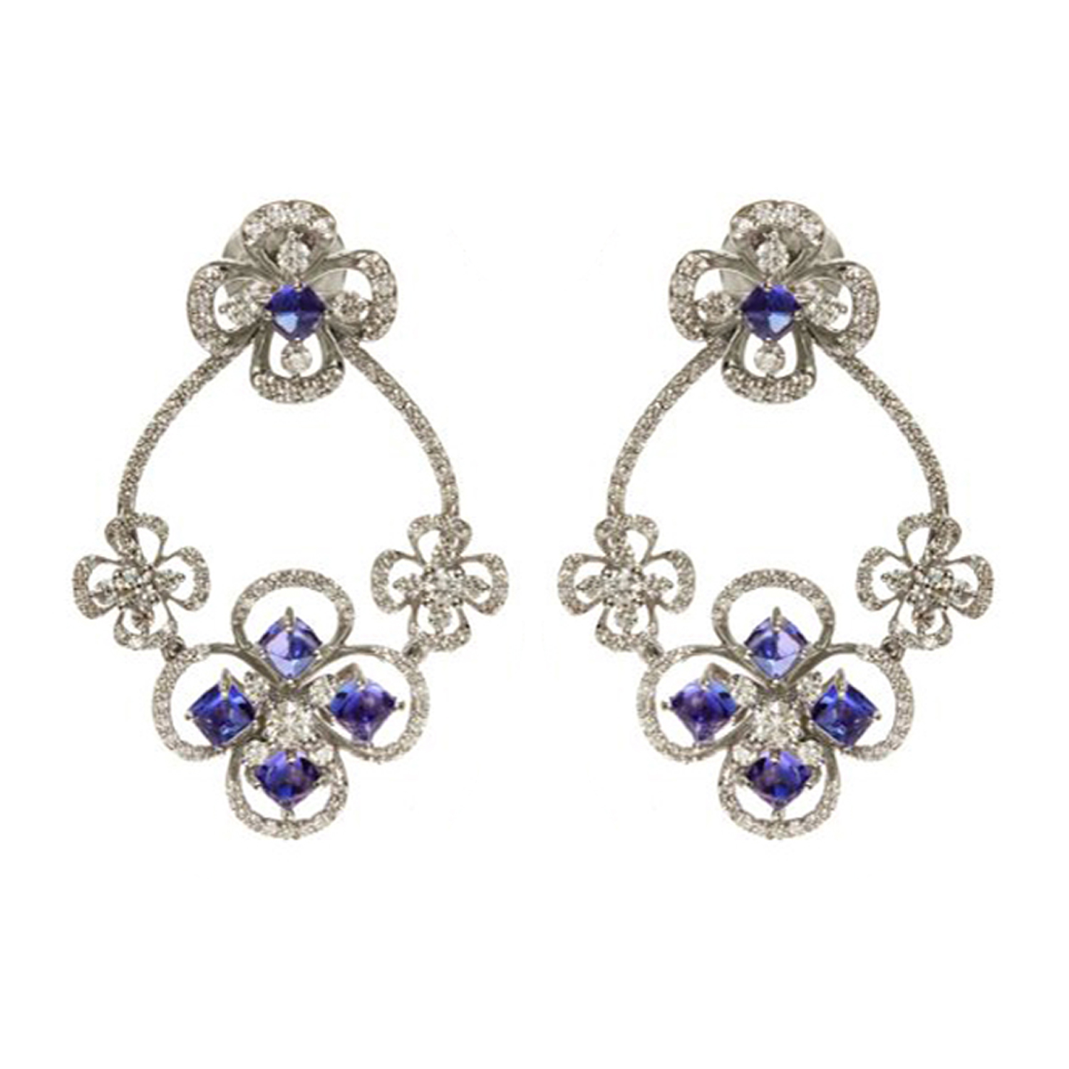 Diamond Earrings Set With Gemstones