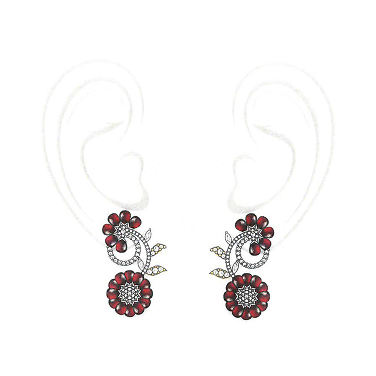 Diamond Earrings Set With Gemstones