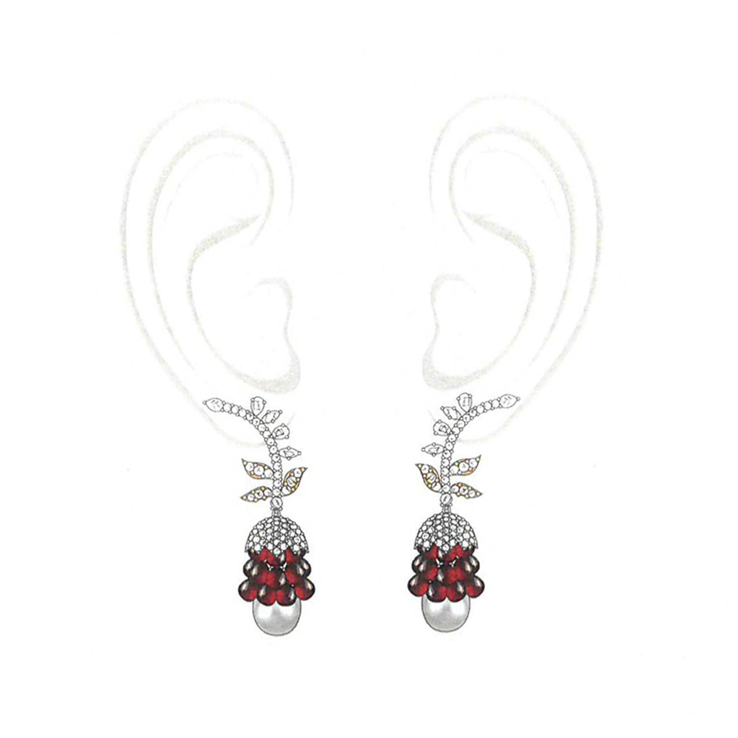 Diamond Earrings Set With Gemstones