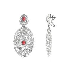 Diamond Earrings Set With Gemstones