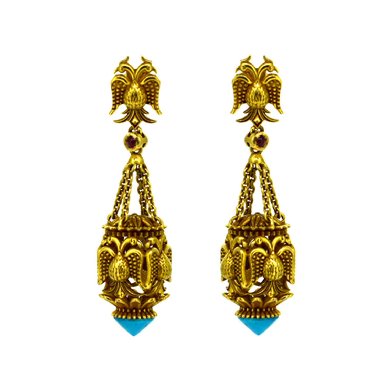 Gold Earrings Set With Gemstones