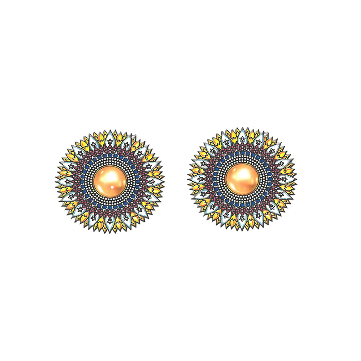 Gold Earstuds Set With Gemstones