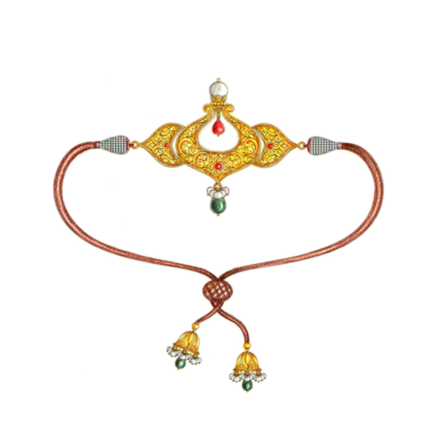 Gold Flexible Armlet Set with Gemstones