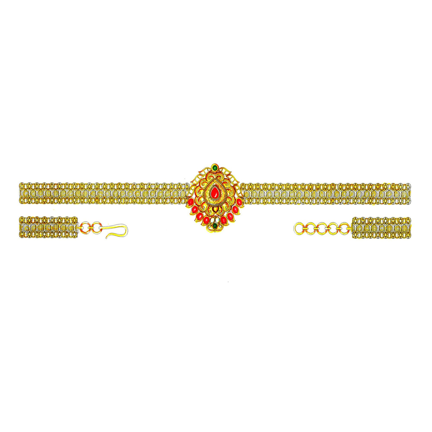 Gold Armlet Set with Gemstones