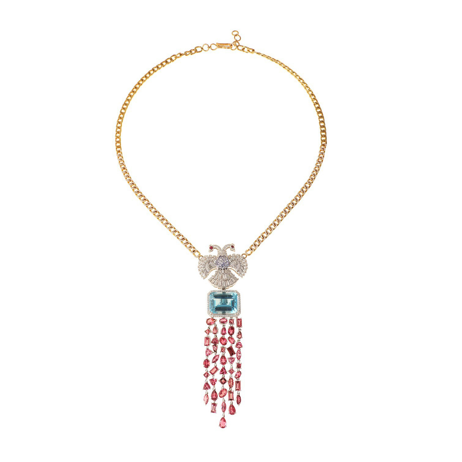 Diamond Necklace Set With Gemstones