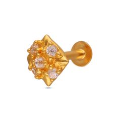 Traditional Gold Nose Screw with Zircon