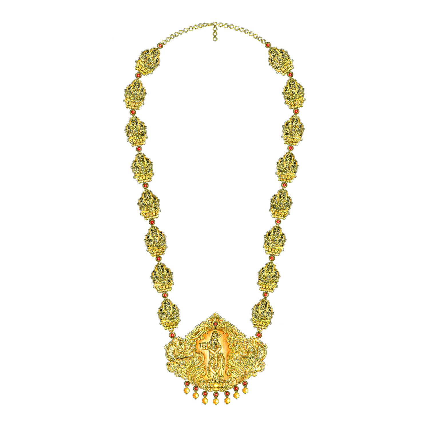 Gold Necklace Set With Gemstones