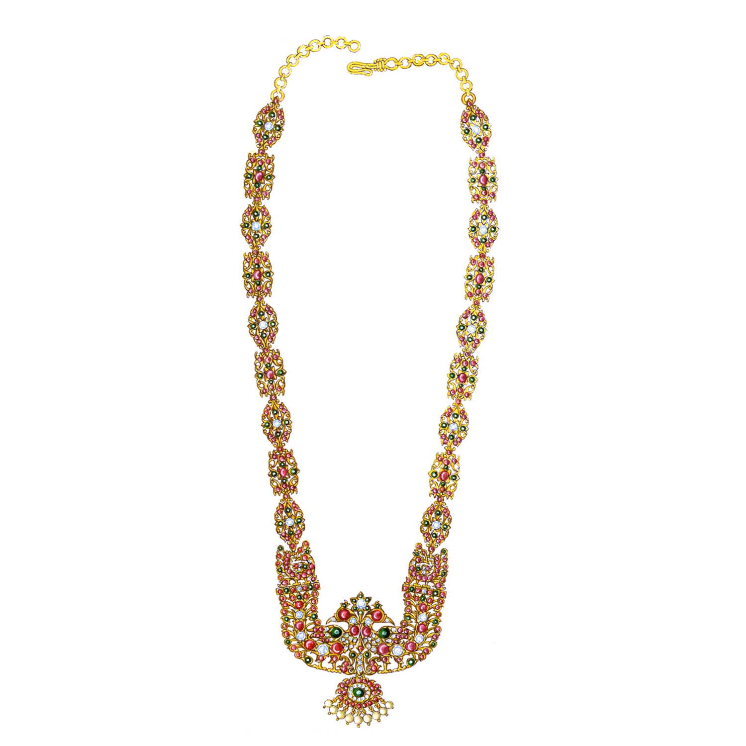 Gold Necklace Set With Gemstones