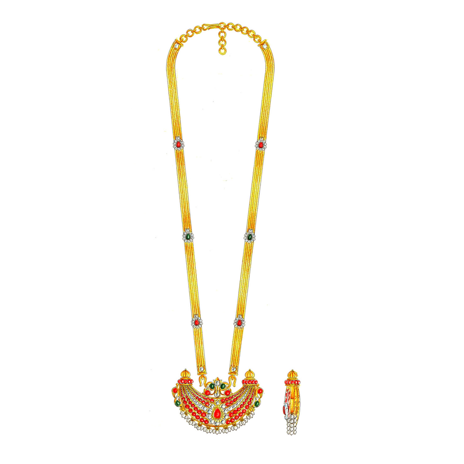 Gold Necklace Set With Gemstones