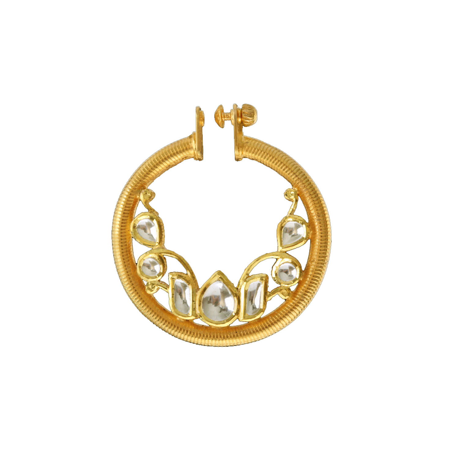 Gold Nose Ring Set With Uncut Diamonds