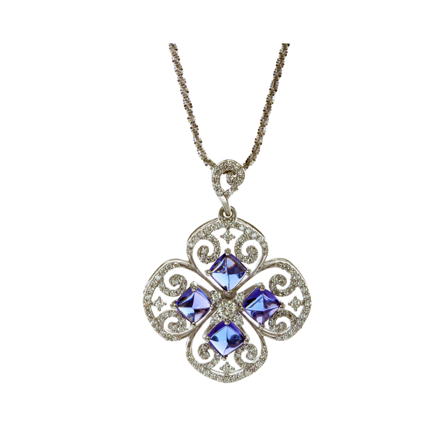 Diamond Pendant Set with Gemstones